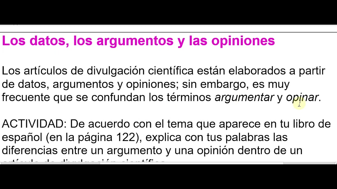 articulos de divulgacion cientifica con datos argumentos y opiniones