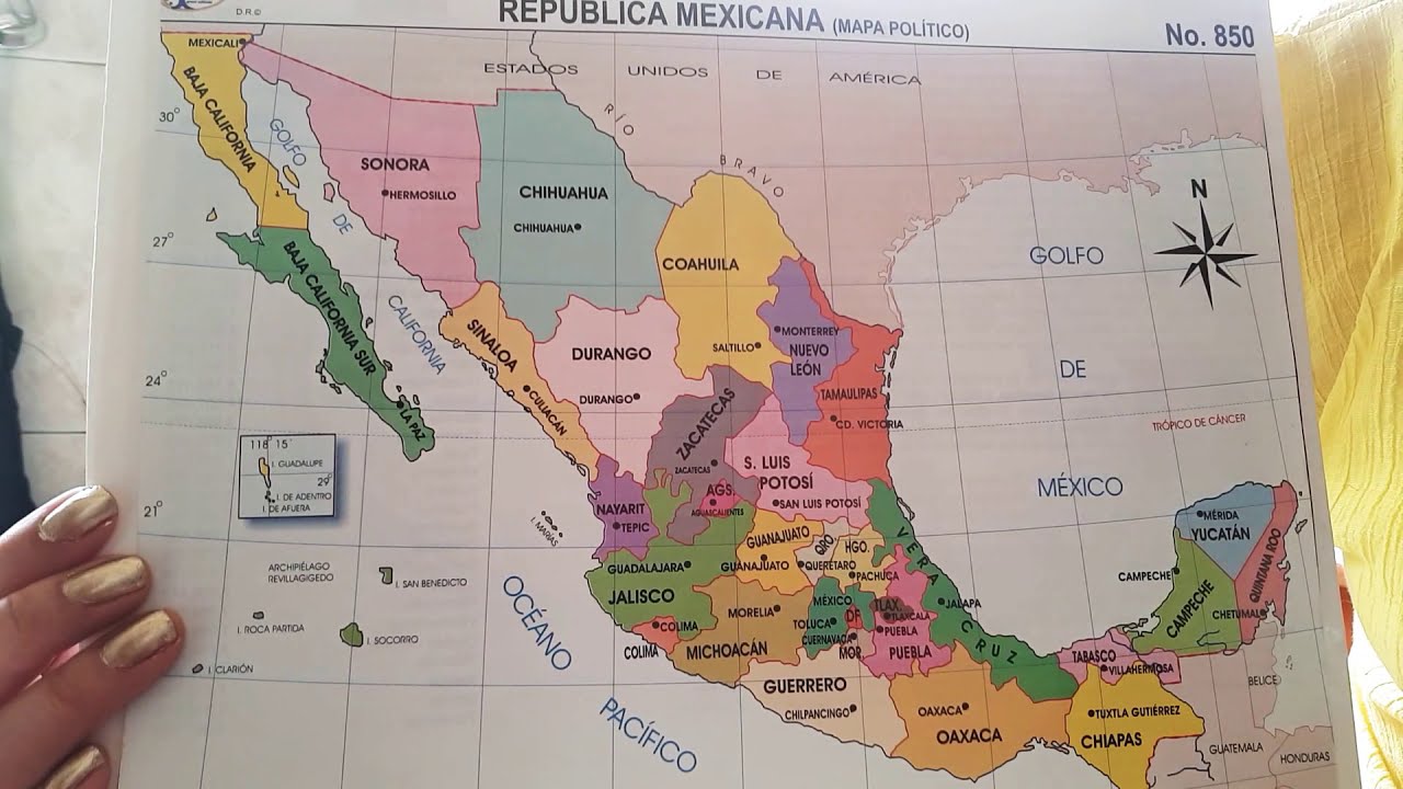 el mapa de la república mexicana con nombres